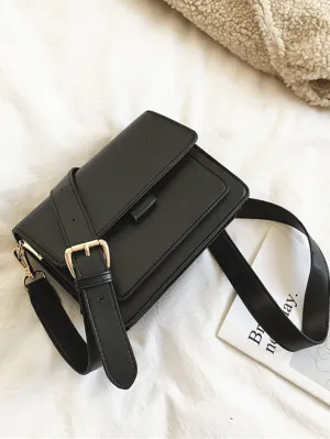 Mini Minimalist Flap Square Bag - Black