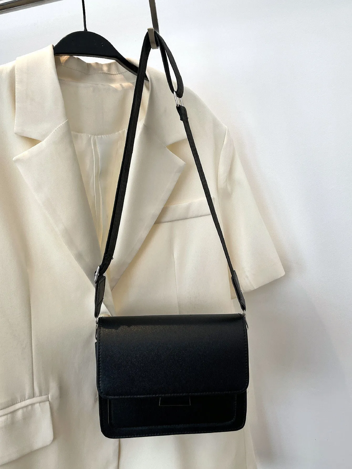 Mini Minimalist Flap Square Bag - Black