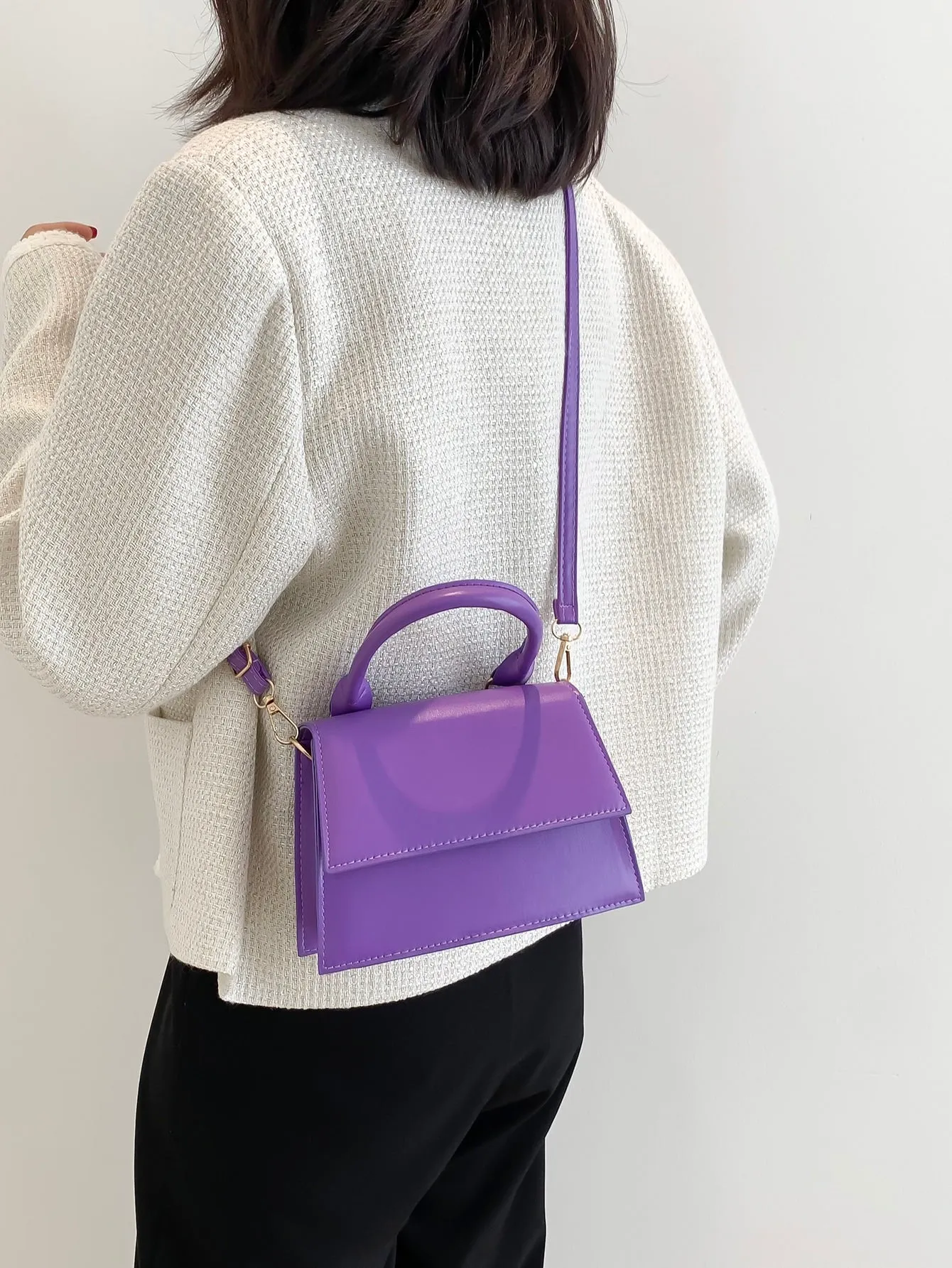 Mini Minimalist Flap Square Bag - Purple