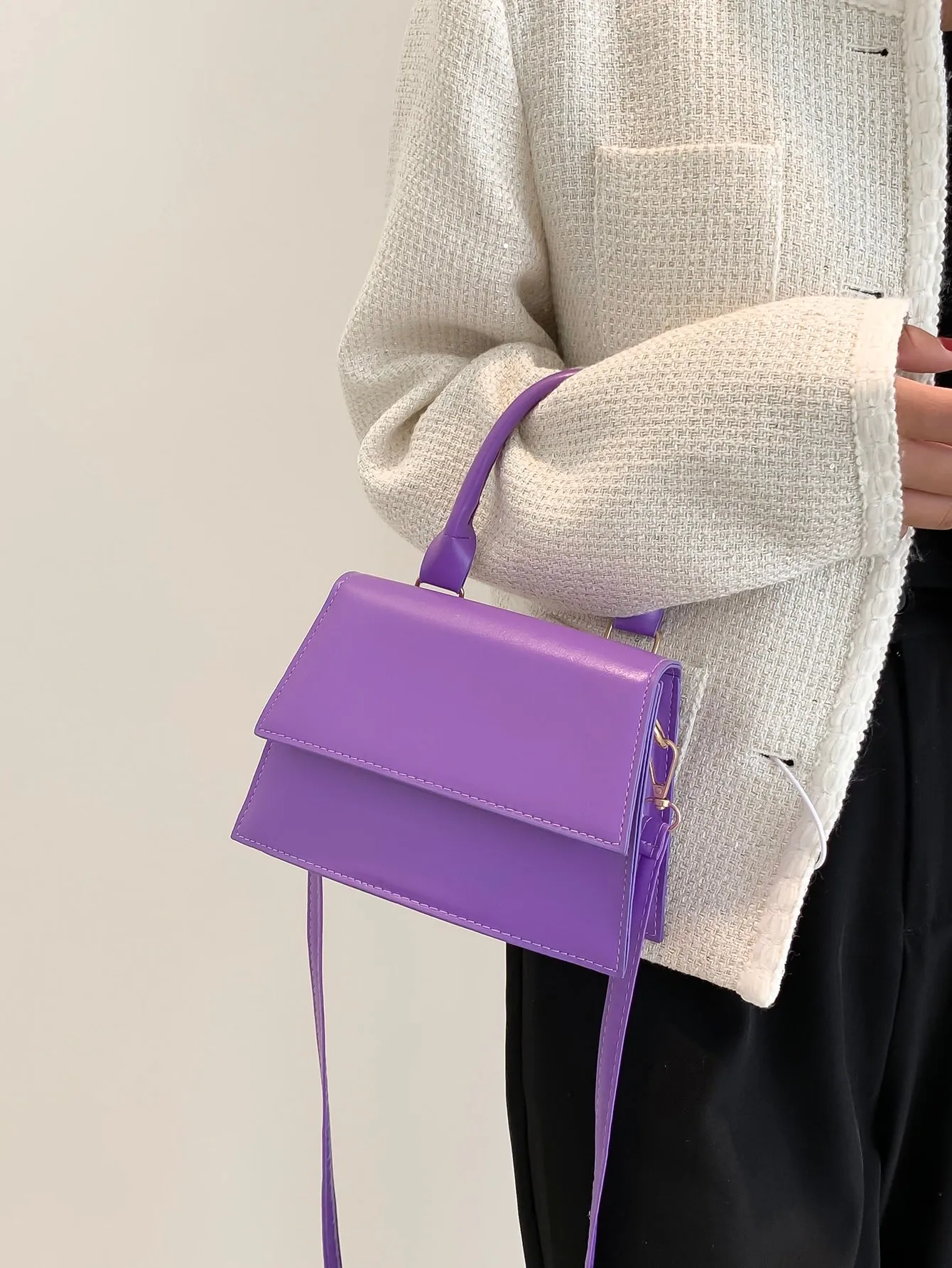 Mini Minimalist Flap Square Bag - Purple