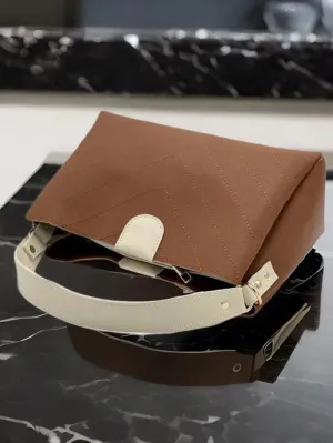 Minimalist Chevron Bucket Bag - Brown - FD ⚡
