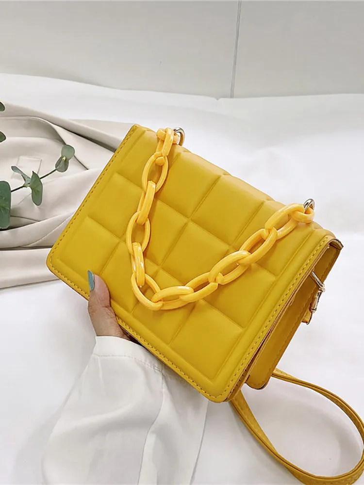 Minimalist Embossed Decor Crossbody Bag
