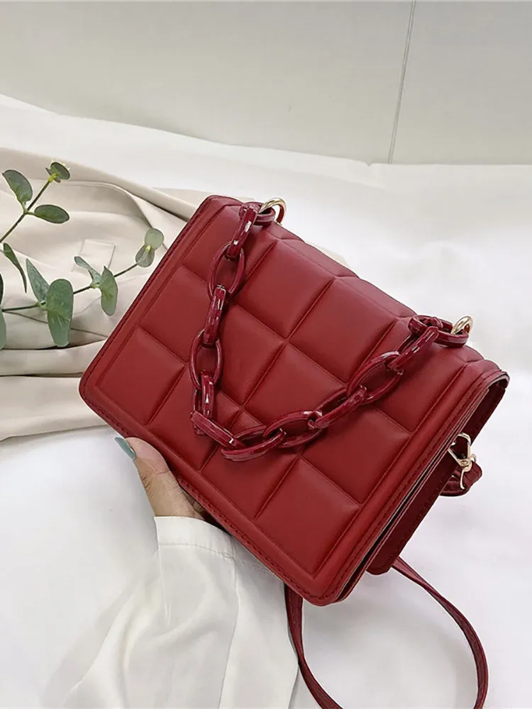 Minimalist Embossed Decor Crossbody Bag