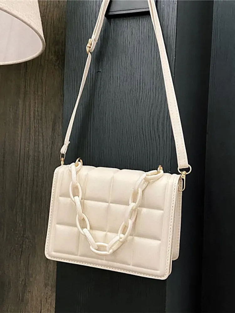 Minimalist Embossed Decor Crossbody Bag