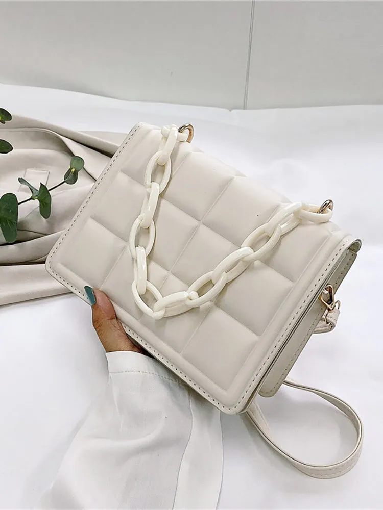Minimalist Embossed Decor Crossbody Bag