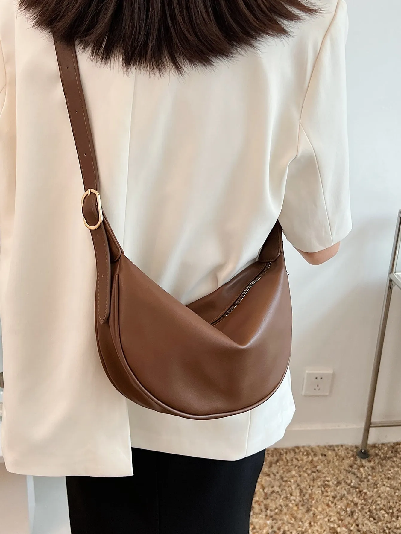 Minimalist Hobo Bag - Brown