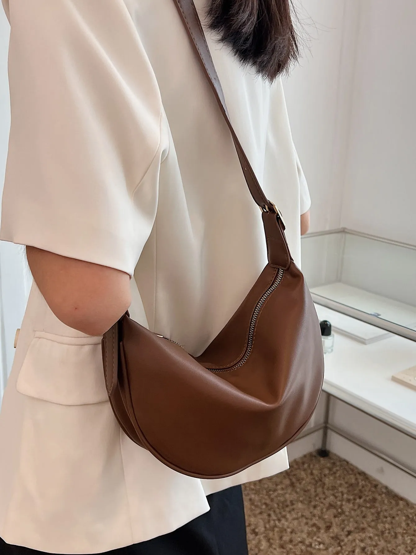 Minimalist Hobo Bag - Brown