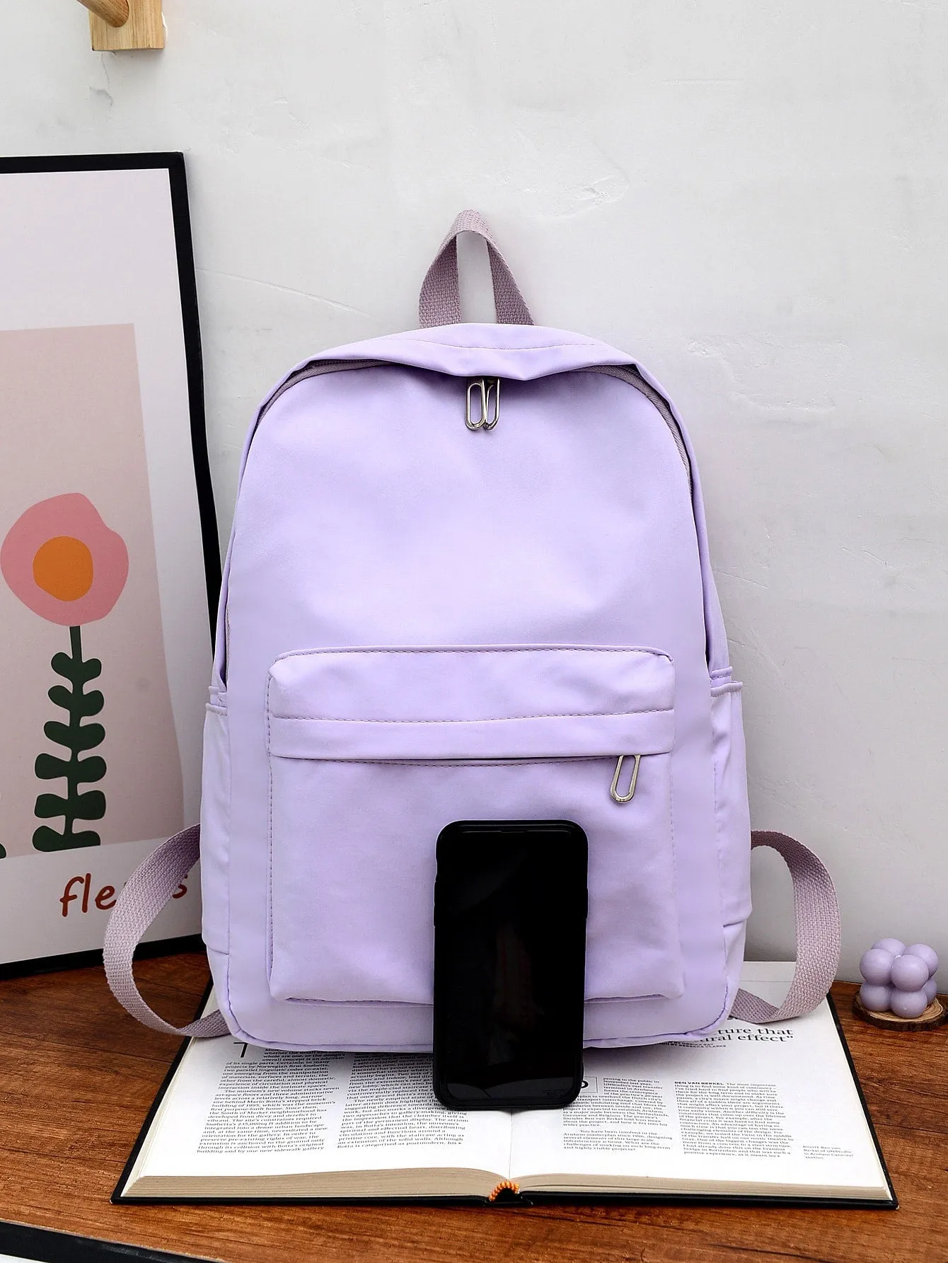 Minimalist Large Capacity Functional Backpack - Mauve Purple