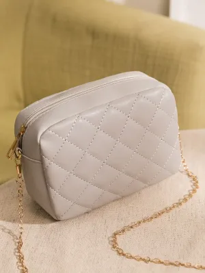 Minimalist Quilted Chain Crossbody Bag - Grey - FD ⚡