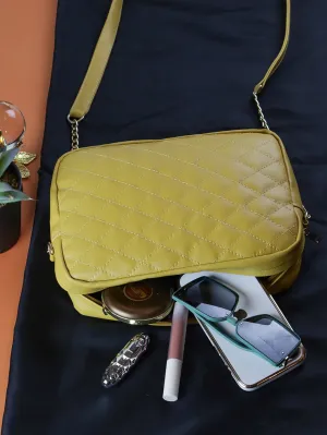 Minimalist Quilted Pattern Crossbody Bag - Mustard - FD ⚡