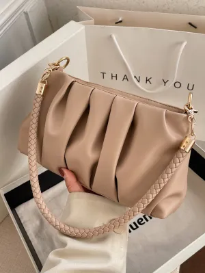 Minimalist Ruched Bag - Khaki- FD ⚡