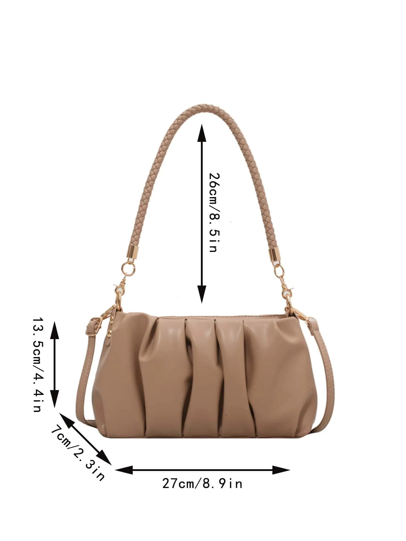 Minimalist Ruched Bag - Khaki- FD ⚡