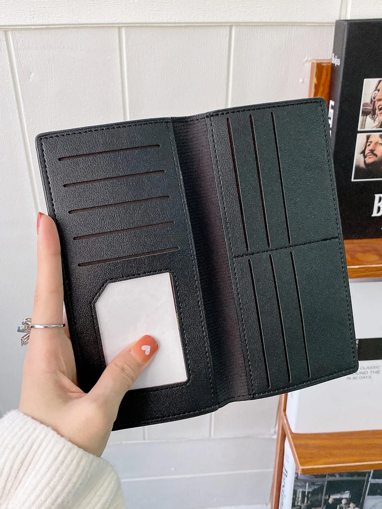Minimalist Textured Long Wallet - Black