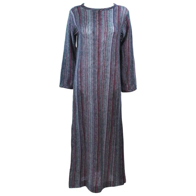 MISSONI Grey Mauve Green Full Length Sweater Dress Size Large
