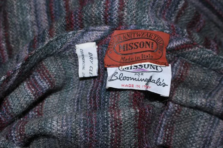 MISSONI Grey Mauve Green Full Length Sweater Dress Size Large