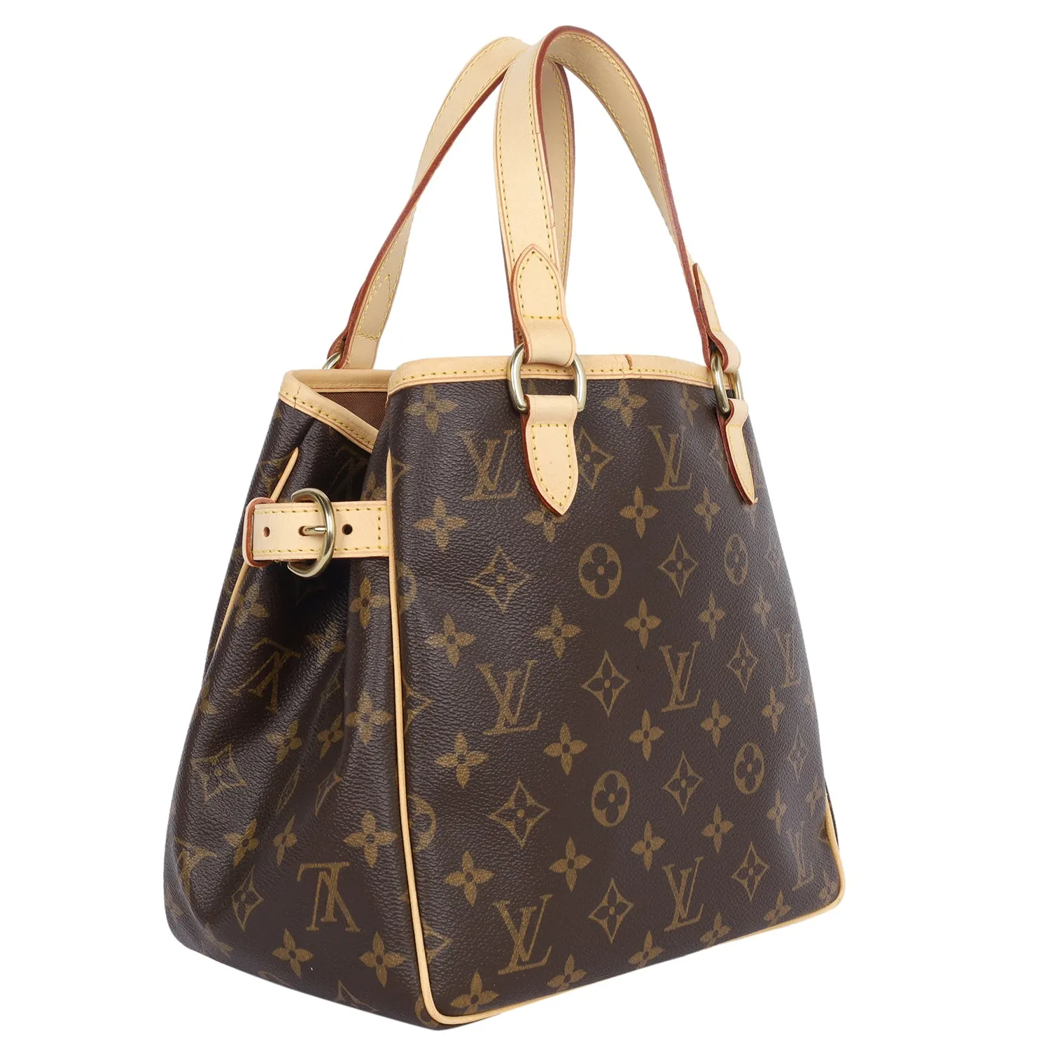 Monogram Canvas Leather Batignolles Satchel Brown