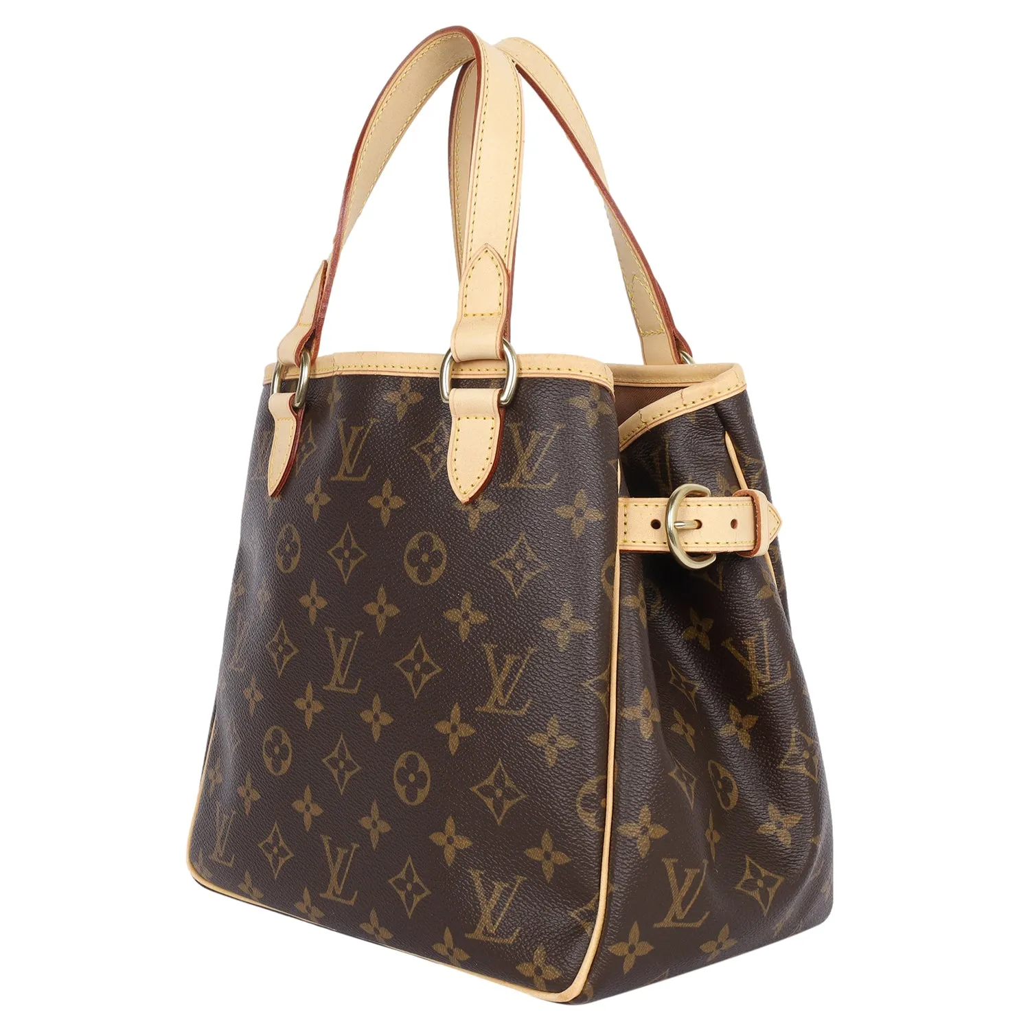 Monogram Canvas Leather Batignolles Satchel Brown
