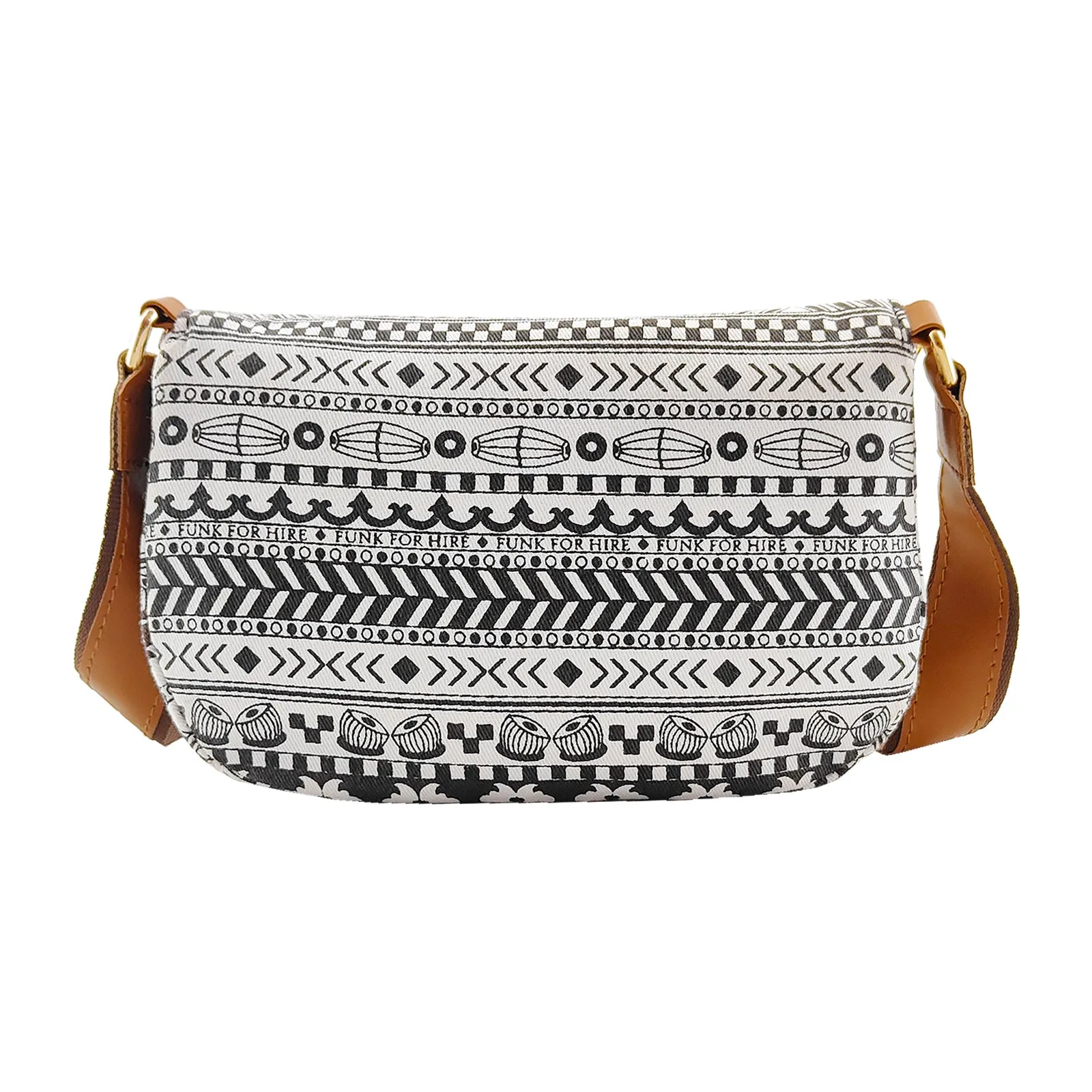 Music Border  Printed  Fanny Pack  White & Black