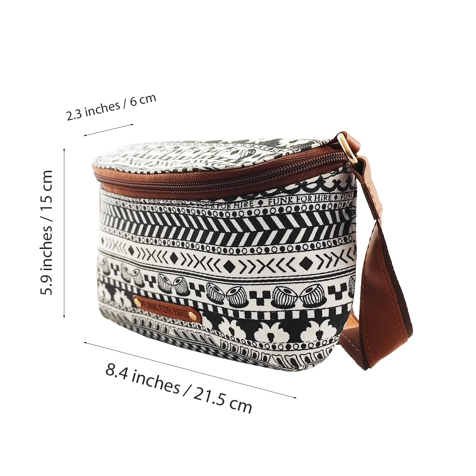 Music Border  Printed  Fanny Pack  White & Black