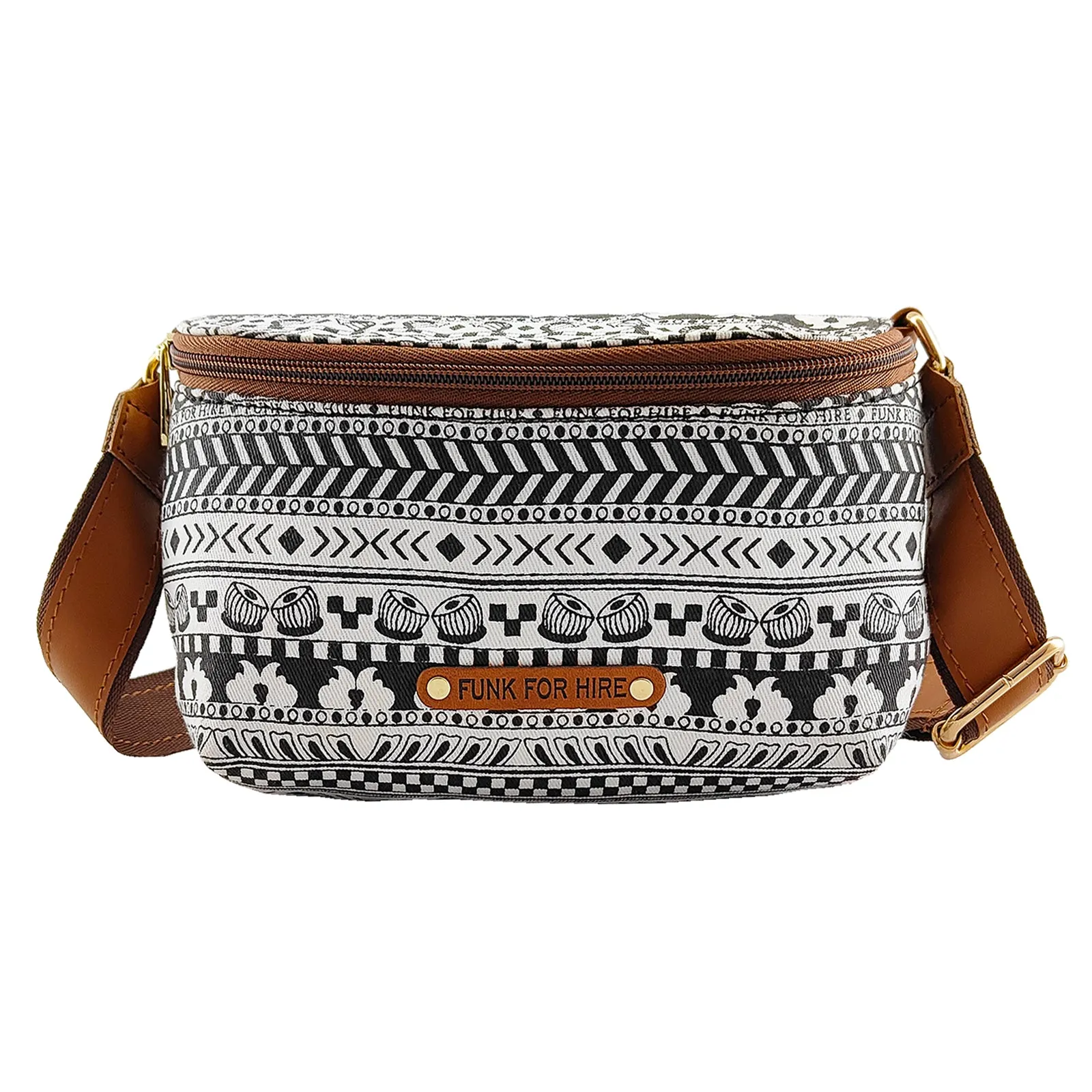 Music Border  Printed  Fanny Pack  White & Black