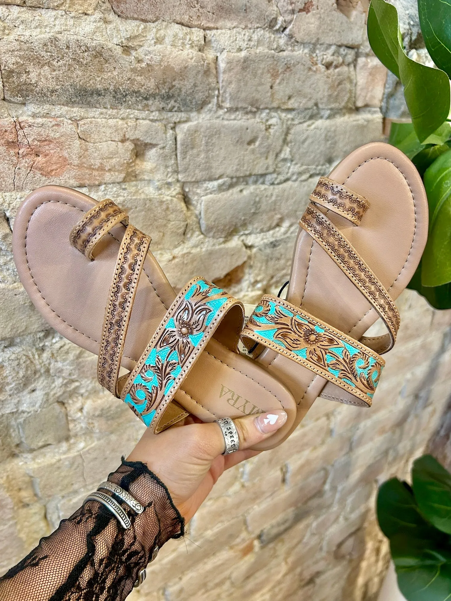 MYRA Tooled Leather Sandals