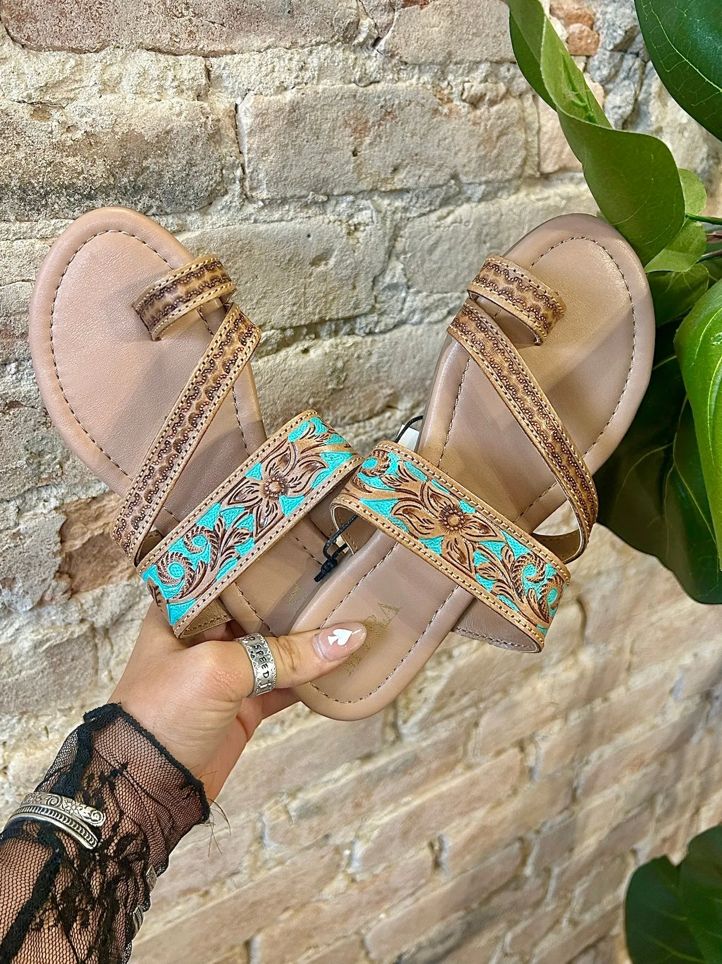 MYRA Tooled Leather Sandals