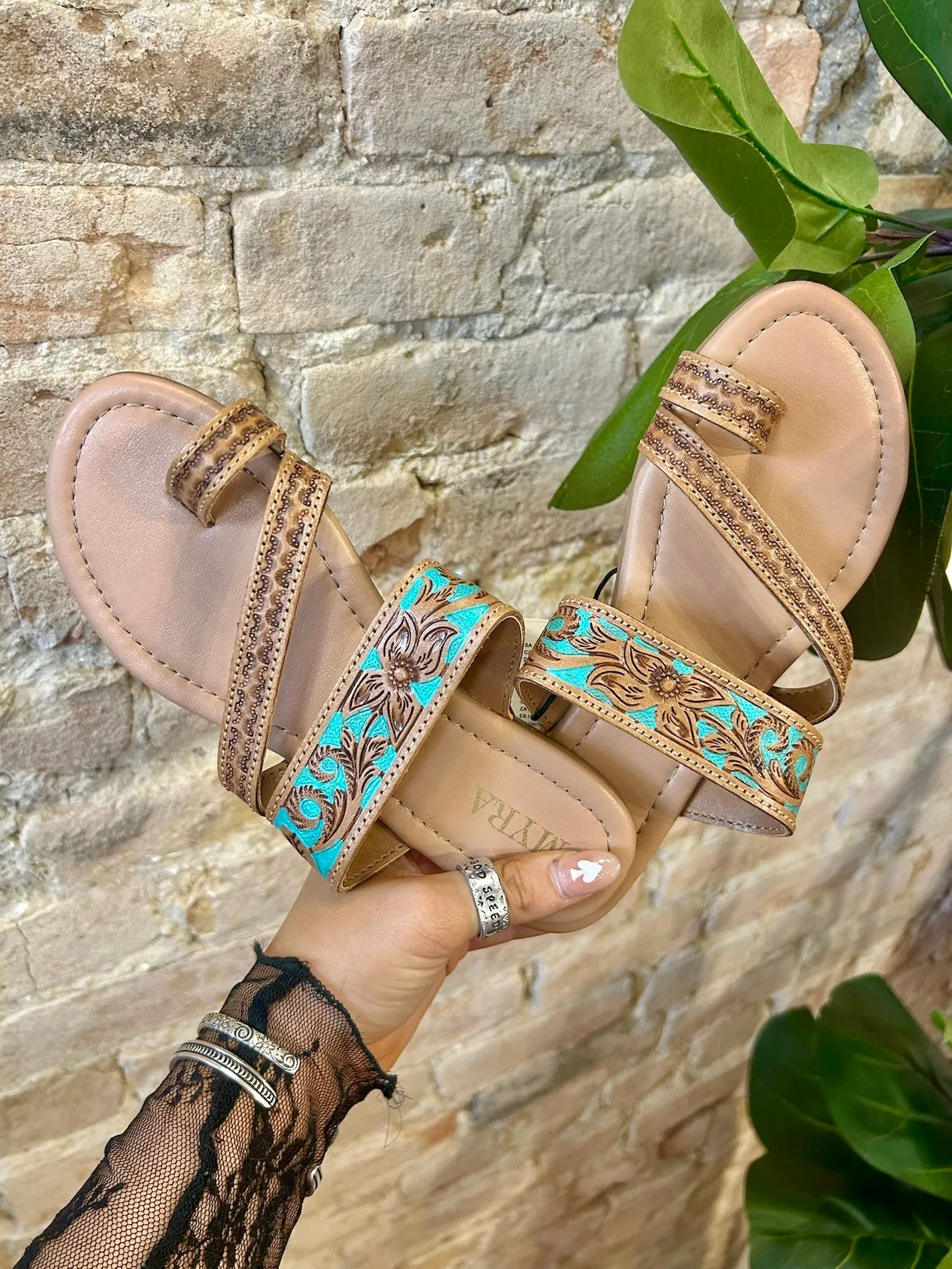 MYRA Tooled Leather Sandals