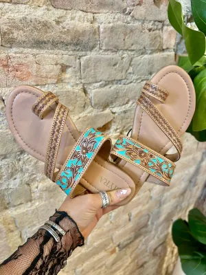 MYRA Tooled Leather Sandals