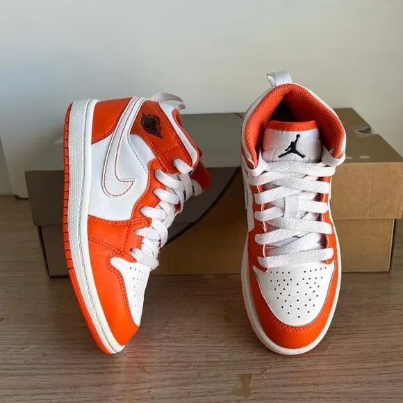 Nike Air Jordan 1 Mid ‘Electro Orange’ Kids Sneakers - SZ 12 C
