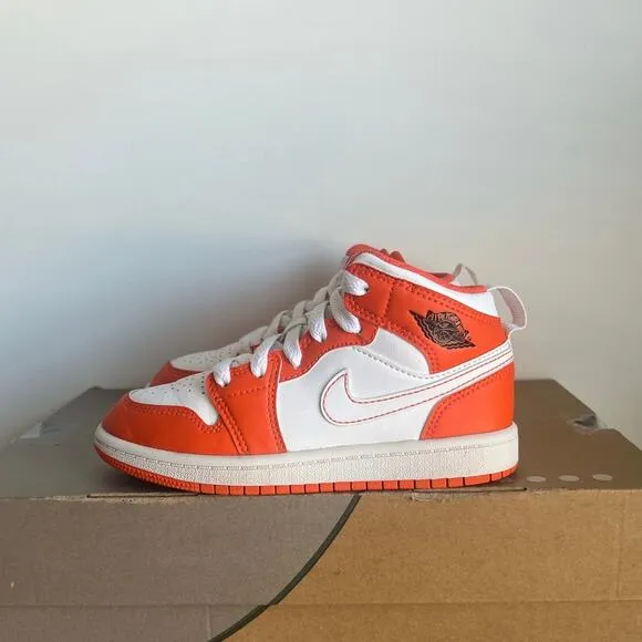 Nike Air Jordan 1 Mid ‘Electro Orange’ Kids Sneakers - SZ 12 C