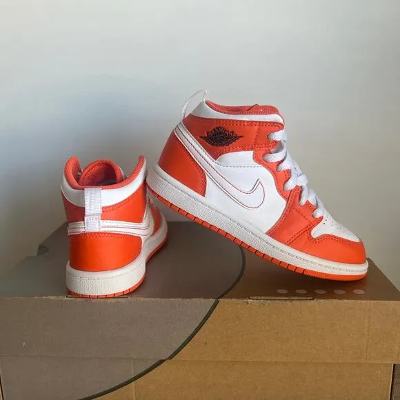 Nike Air Jordan 1 Mid ‘Electro Orange’ Kids Sneakers - SZ 12 C