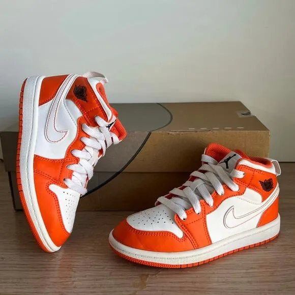 Nike Air Jordan 1 Mid ‘Electro Orange’ Kids Sneakers - SZ 12 C