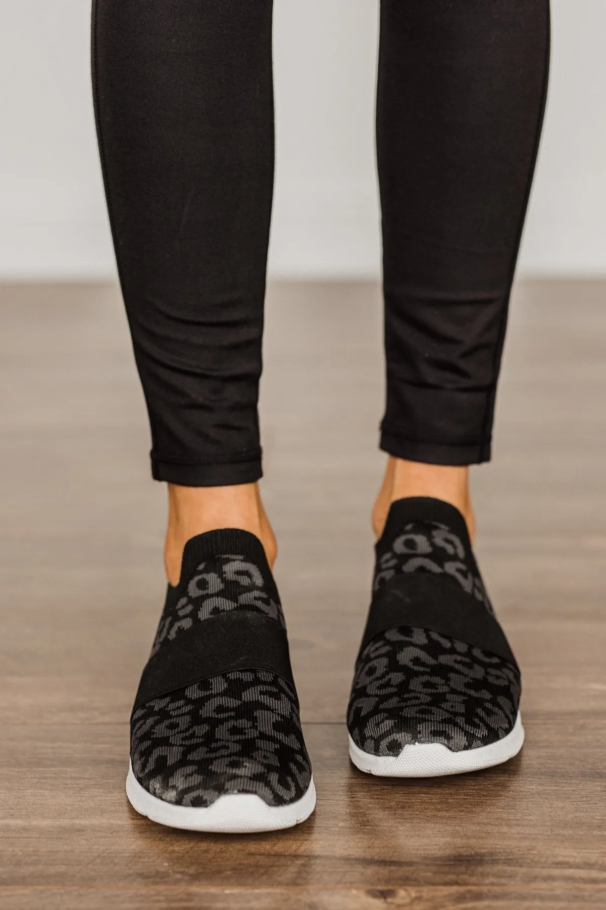 Not Rated Jia Sneakers- Black Leopard Print