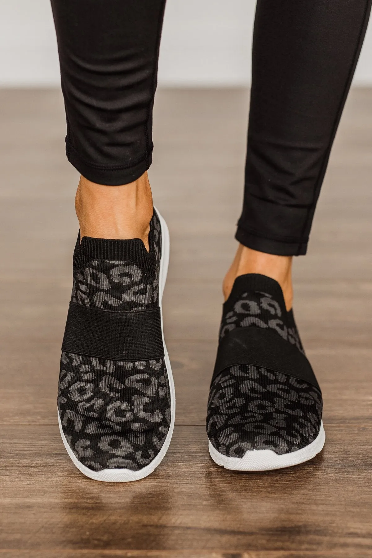 Not Rated Jia Sneakers- Black Leopard Print