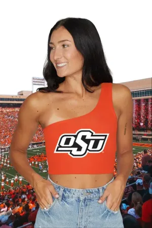 oklahoma state cowboys orange one shoulder top