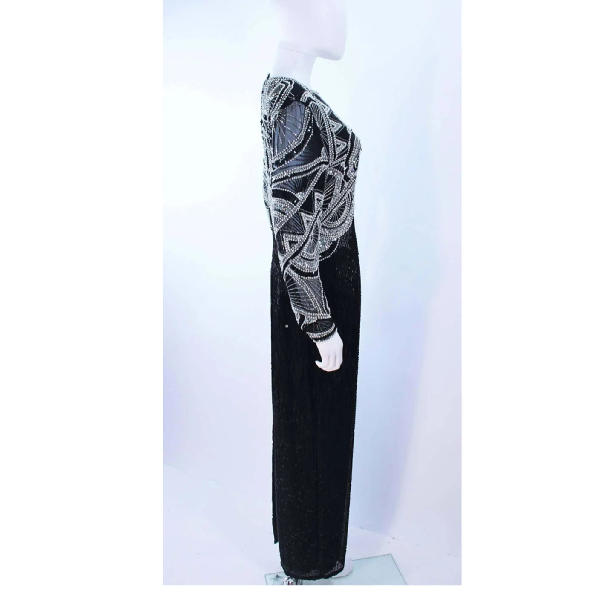 OLEG CASSINI 'Black Tie' Beaded Gown Size 6