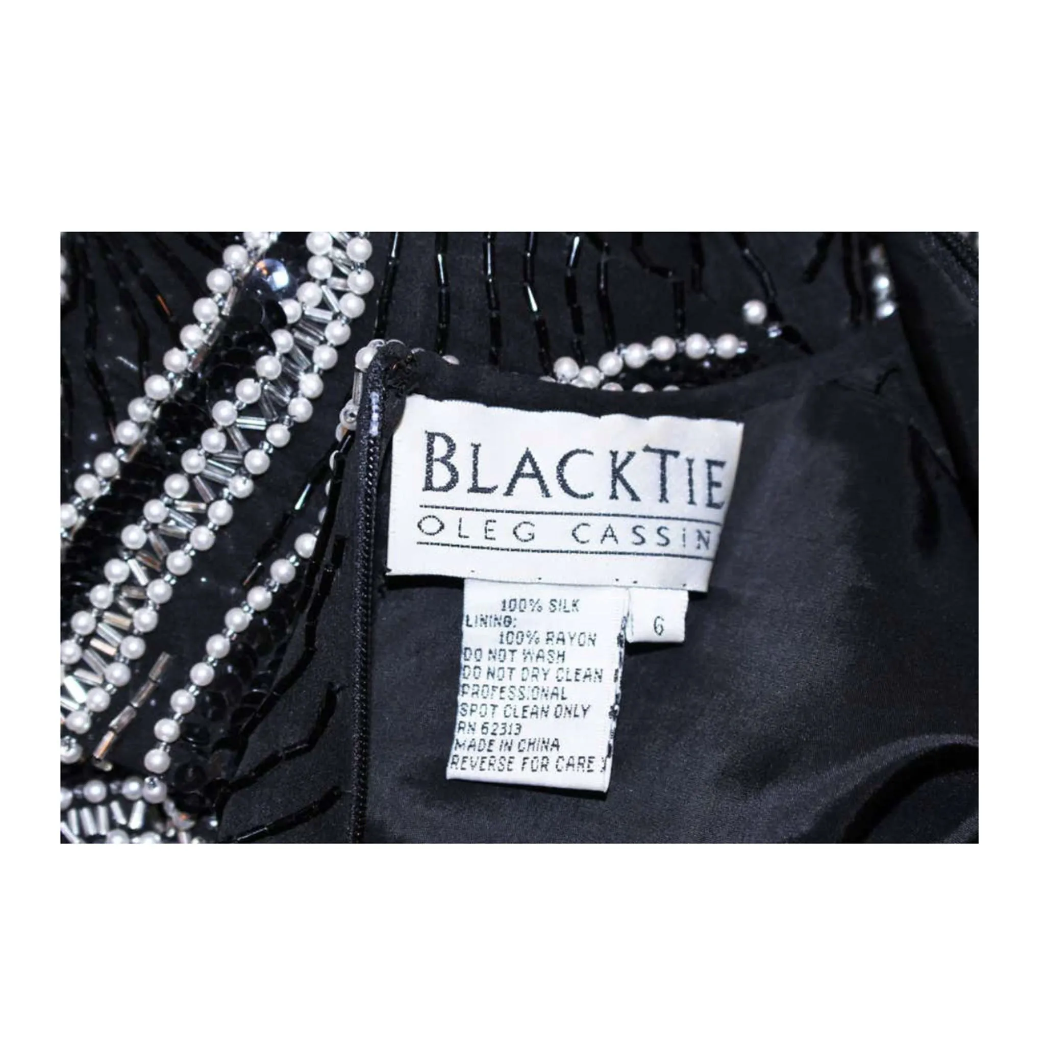 OLEG CASSINI 'Black Tie' Beaded Gown Size 6