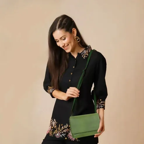 Olive Green Minimalist sling Bag – Chic Everyday Shoulder Bag (Olive)
