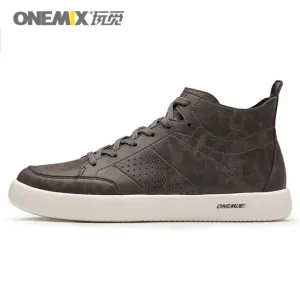 ONEMIX Skateboarding Shoes Lace-Up Lightweight Leather Sneakers