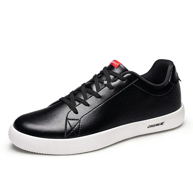 ONEMIX Skateboarding Shoes Lace-Up Lightweight Leather Sneakers