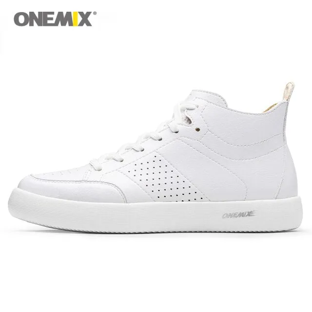 ONEMIX Skateboarding Shoes Lace-Up Lightweight Leather Sneakers