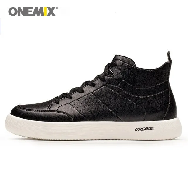 ONEMIX Skateboarding Shoes Lace-Up Lightweight Leather Sneakers