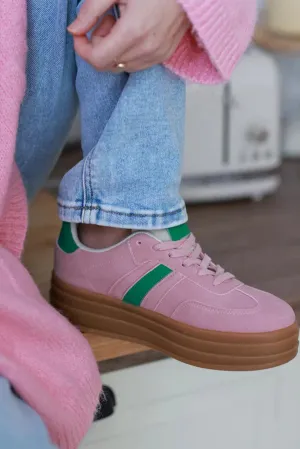 Pink/Green Vintage Vegan Leather Sneakers