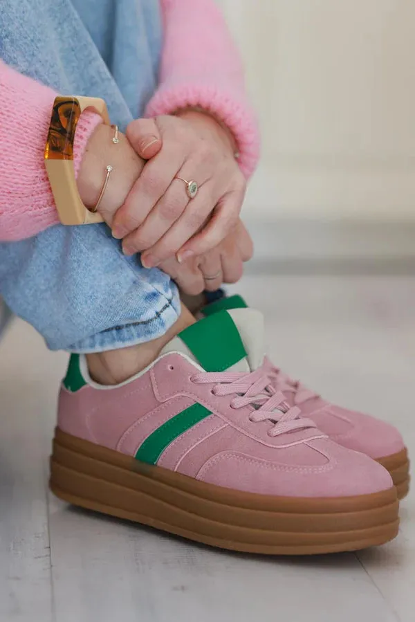 Pink/Green Vintage Vegan Leather Sneakers
