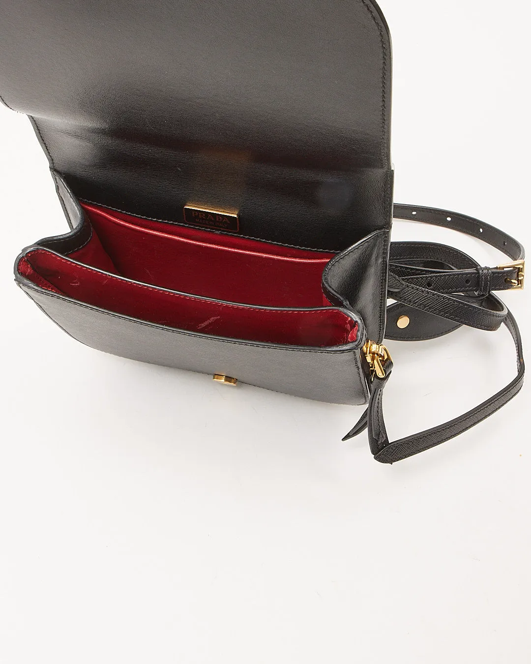 Prada Black Saffiano Leather Odette Convertible Backpack