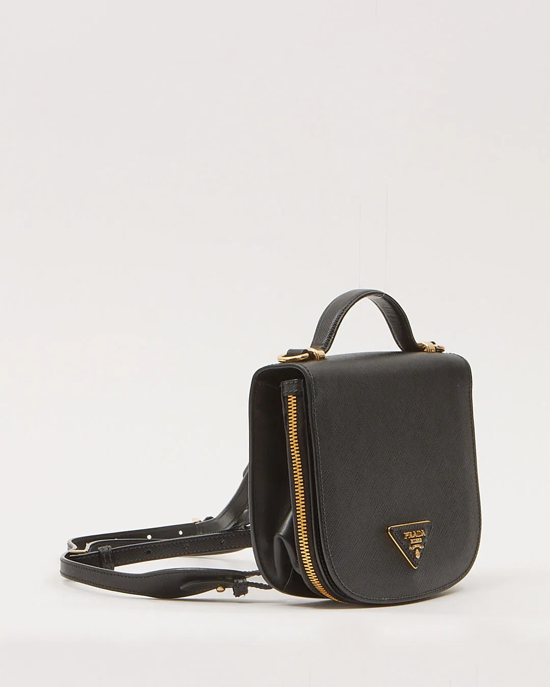 Prada Black Saffiano Leather Odette Convertible Backpack