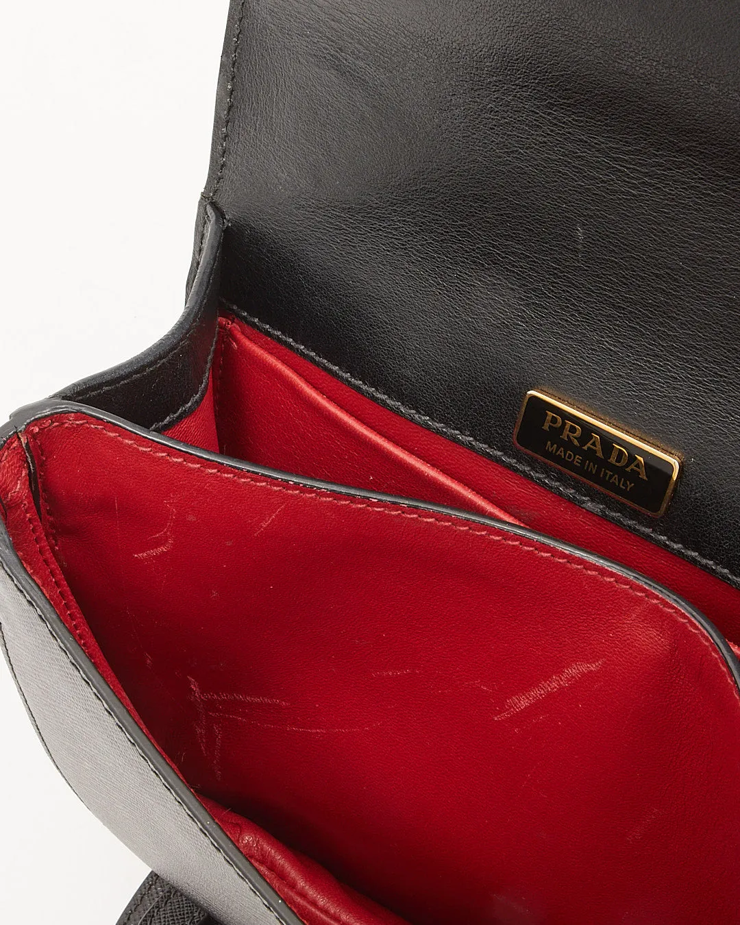 Prada Black Saffiano Leather Odette Convertible Backpack