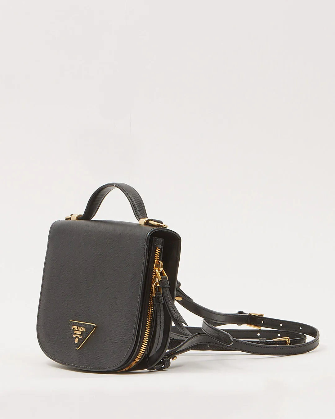 Prada Black Saffiano Leather Odette Convertible Backpack