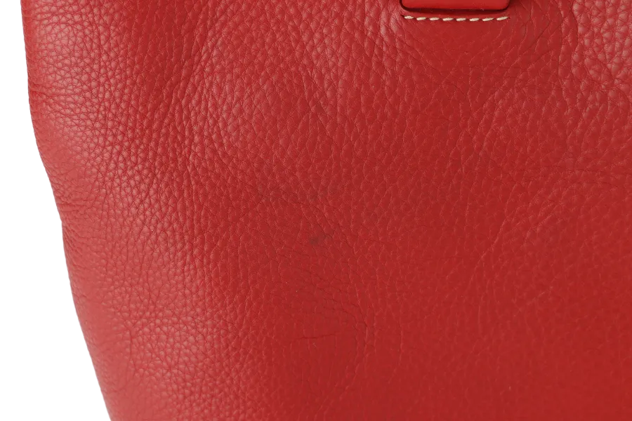 PRADA CONVERTIBLE VERTICAL TOTE RED GRAINED CALF LEATHER GOLD HARDWARE WITH DUST COVER AND STRAP