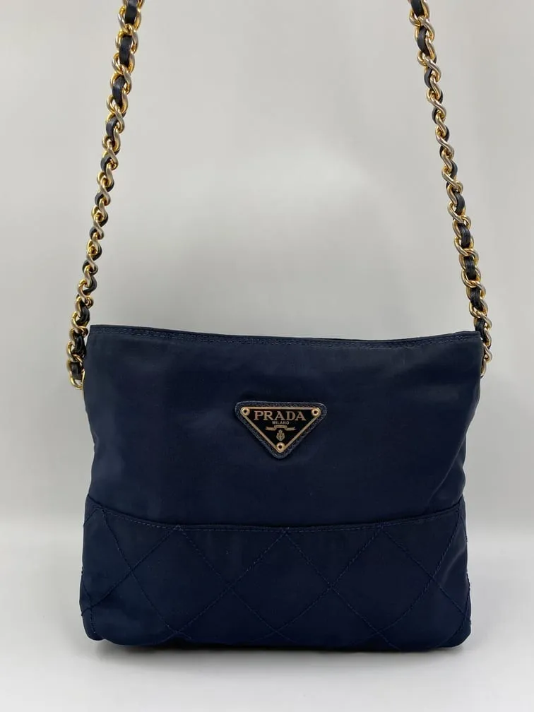 Prada Nylon Shoulder Bag with Chain Handle